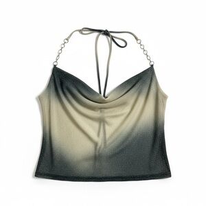 Fashion Nova Black and Cream Halter Camisole